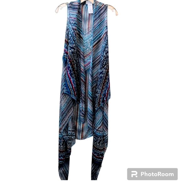 Jessica Simpson Jackets & Blazers - Jessica Simpson Blue Open Front Cardigan Waterfall Duster Vest Large XL 1X